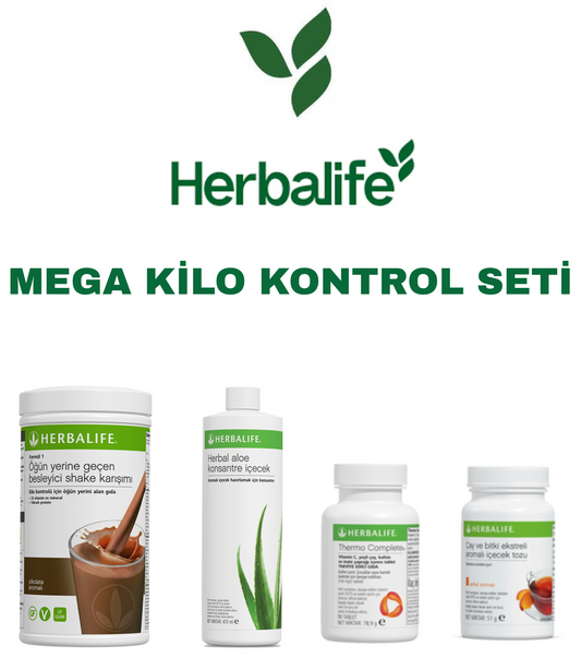 Herbalife Mega Kilo Kontrol Seti (Çikolata aromalı shake, aloe vera, thermo, şeftalili çay)
